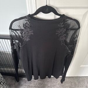 Free people Daniella black lace shoulder top M